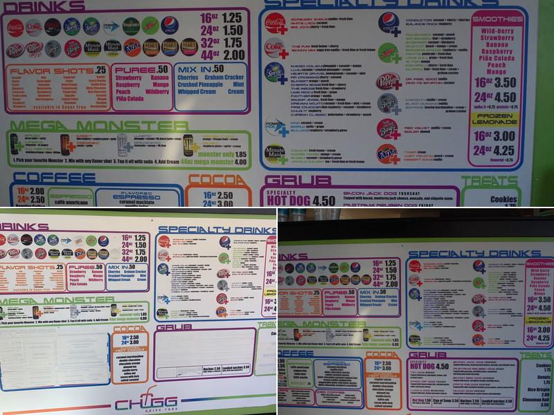 Chugg Drive Thru Menu