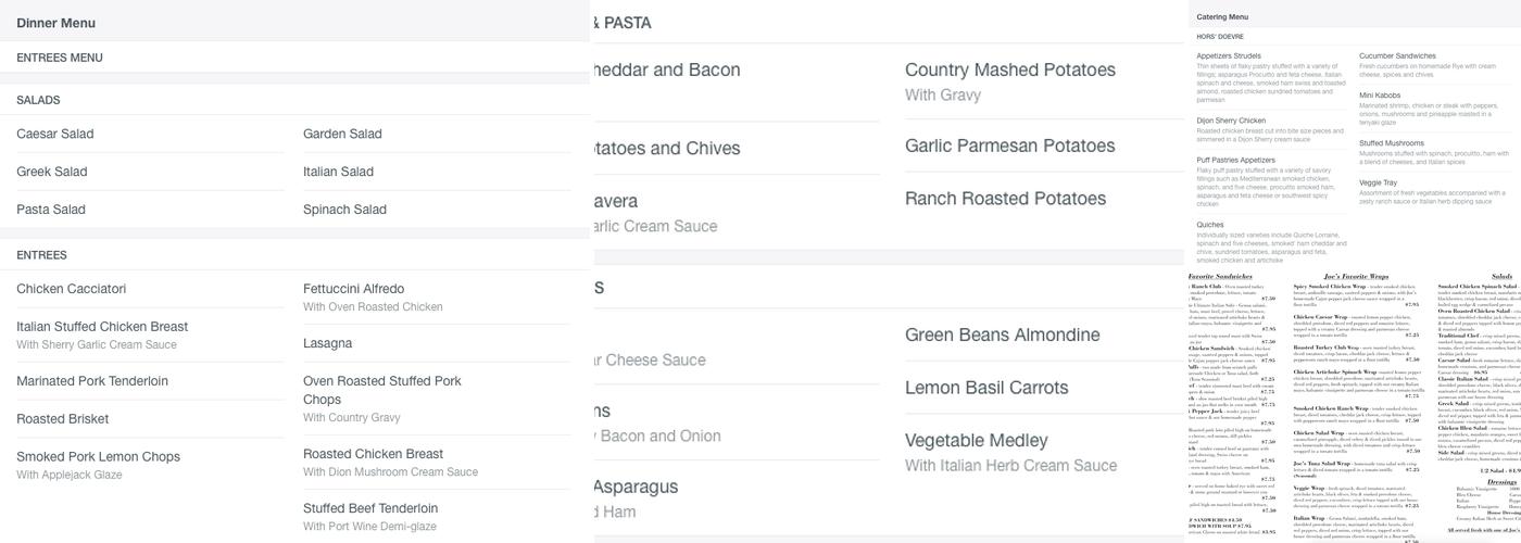 Joe's Bakery & Delicatessen Menu