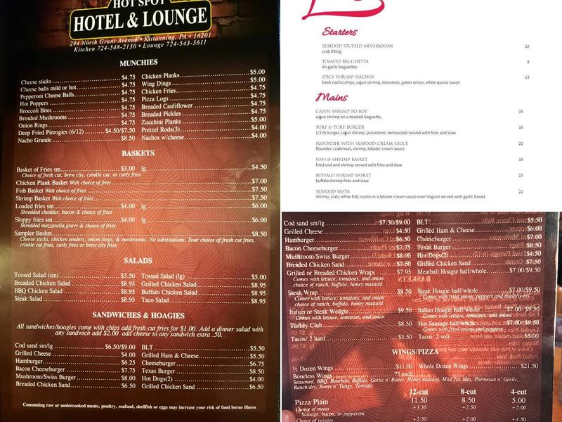 Hot Spot Hotel & Lounge Menu