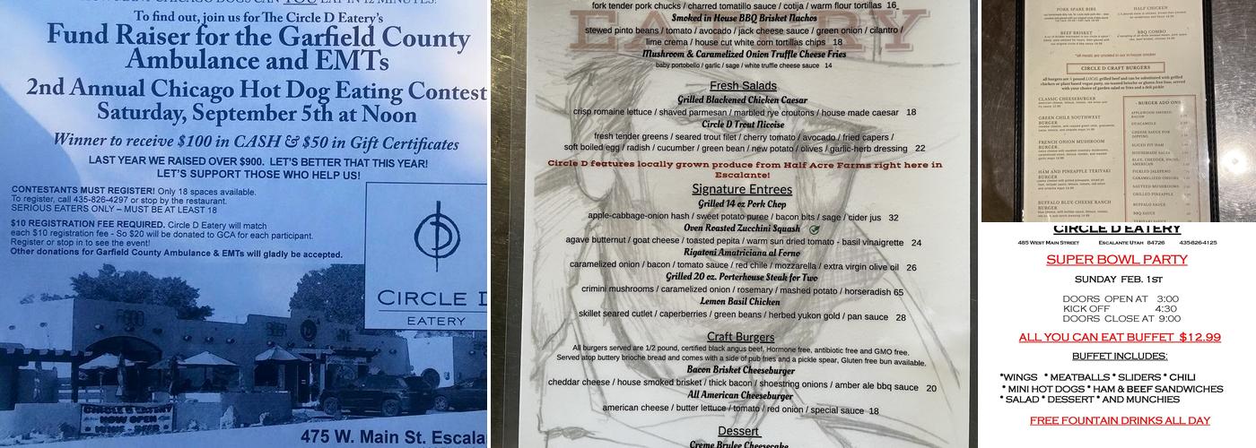 Circle D Restaurant Menu