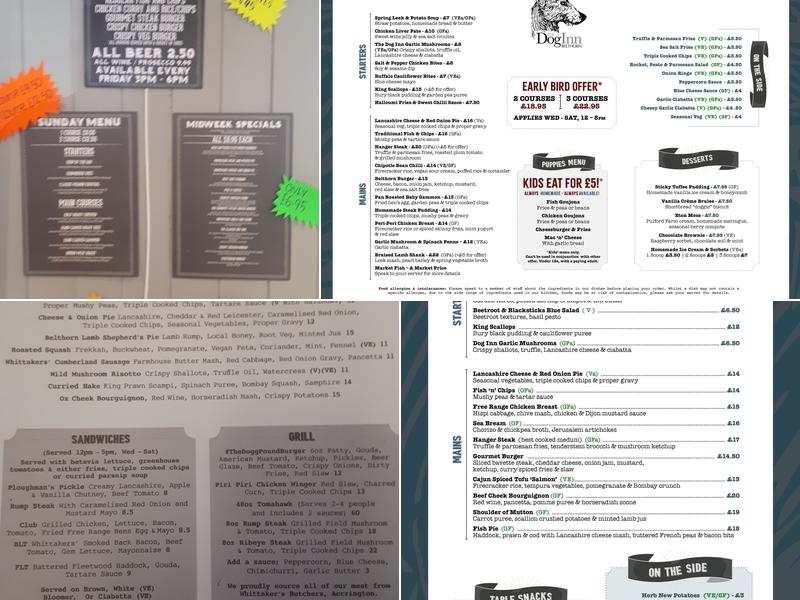 The Dog Inn (Belthorn) Ltd Menu