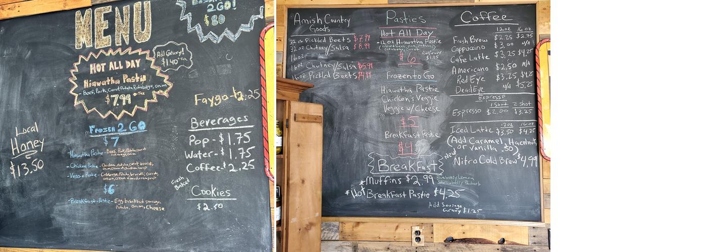 Hiawatha Pasties Menu