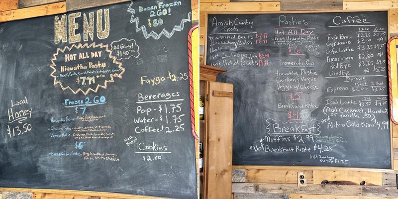 Hiawatha Pasties Menu