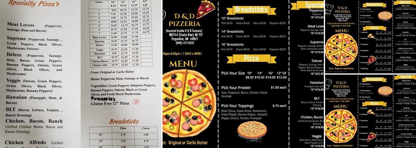 D&D Pizza Menu