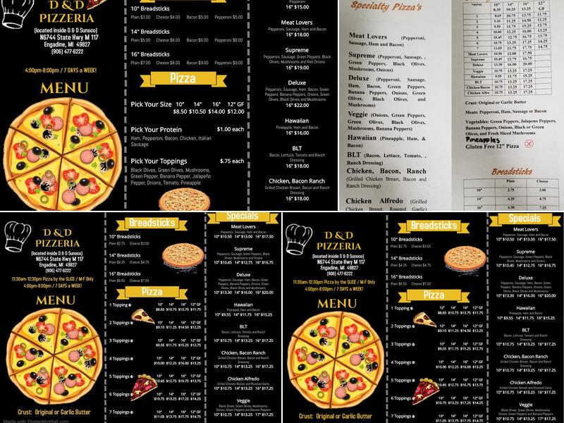 D&D Pizza Menu