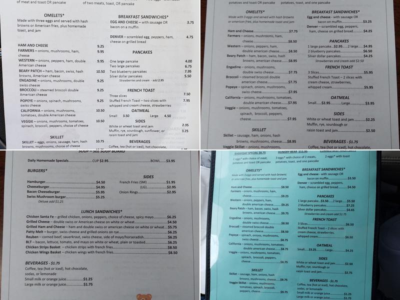 Beary Patch Restaurant Menu