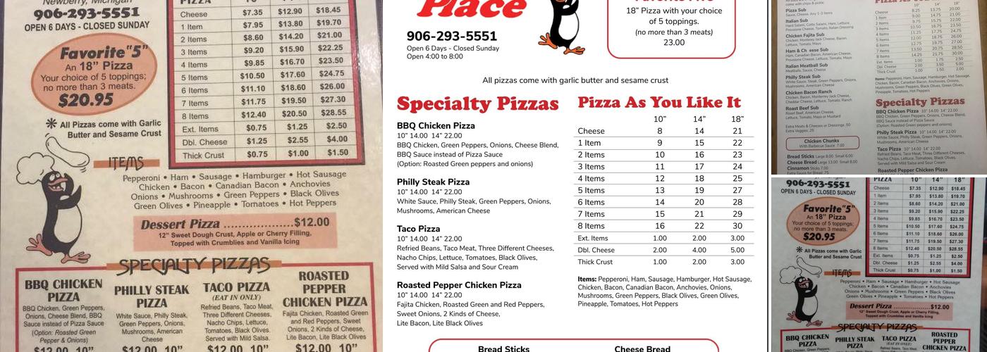Pizza Place Menu