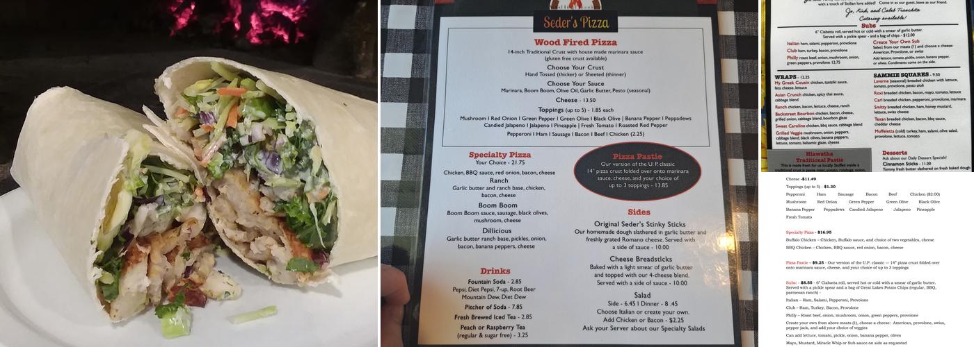 Seder's Pizza Menu