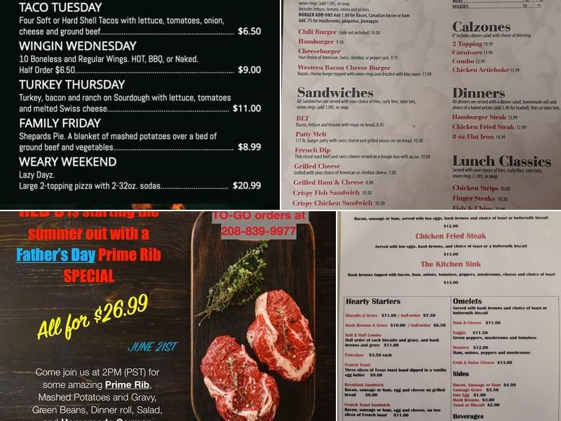 Red's Kitchen Menu
