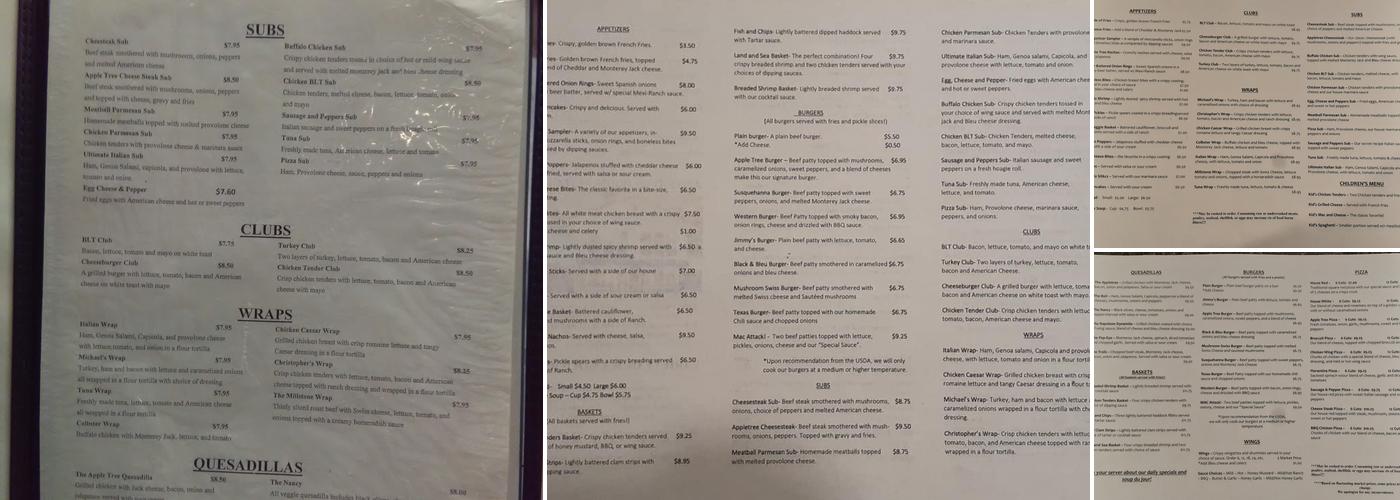 Appletree House Menu