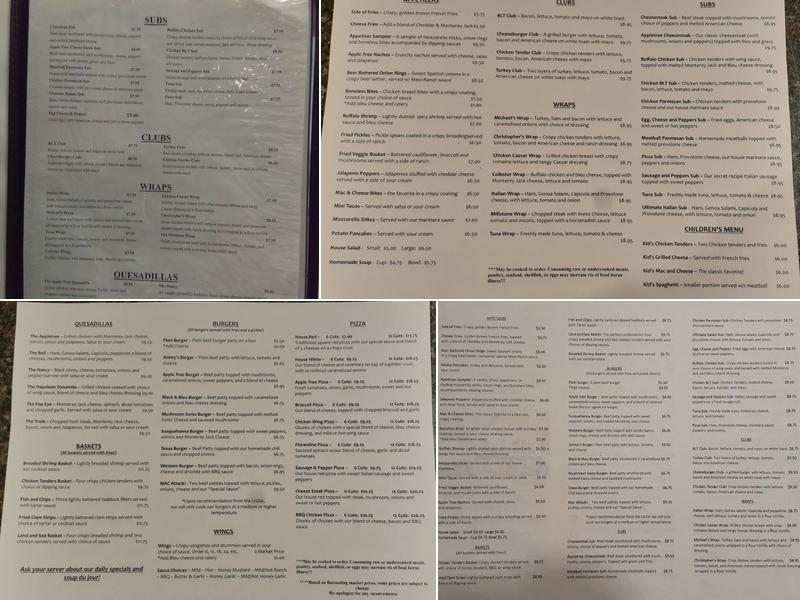 Appletree House Menu