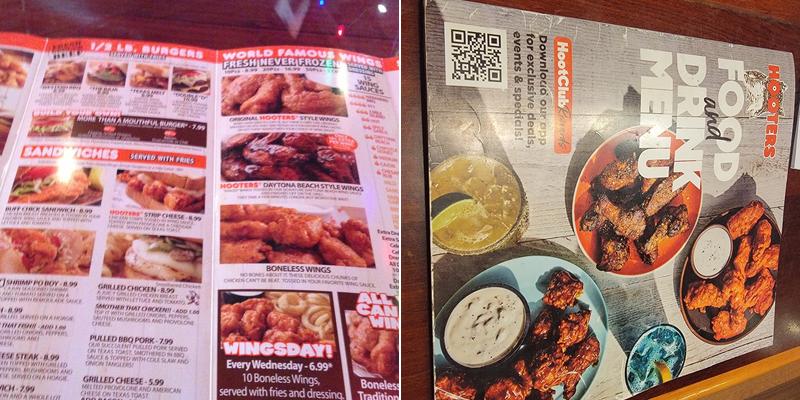 Hooters Menu