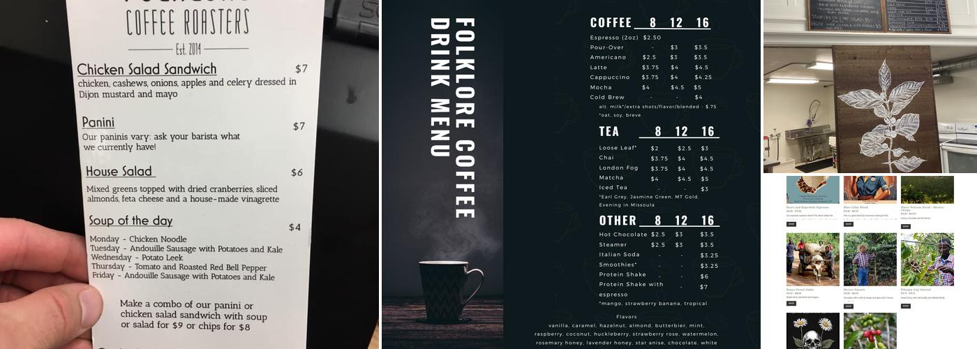 Folklore Coffee Menu