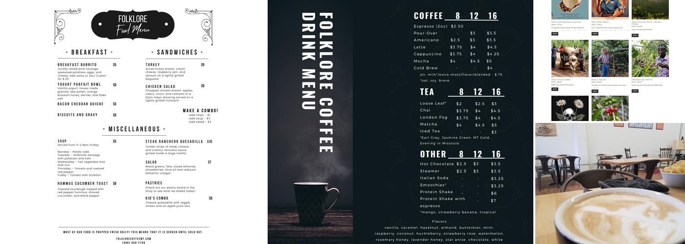 Folklore Coffee Menu
