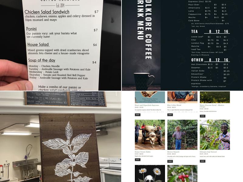 Folklore Coffee Menu