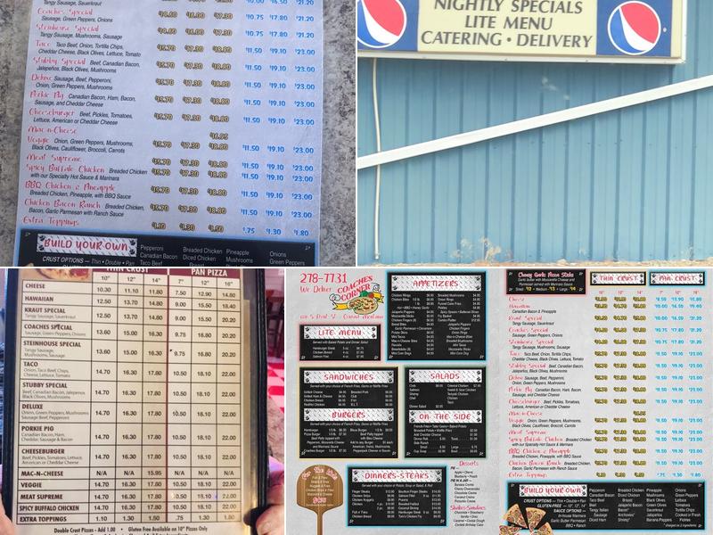 Coaches Corner Pizza Inc Menu