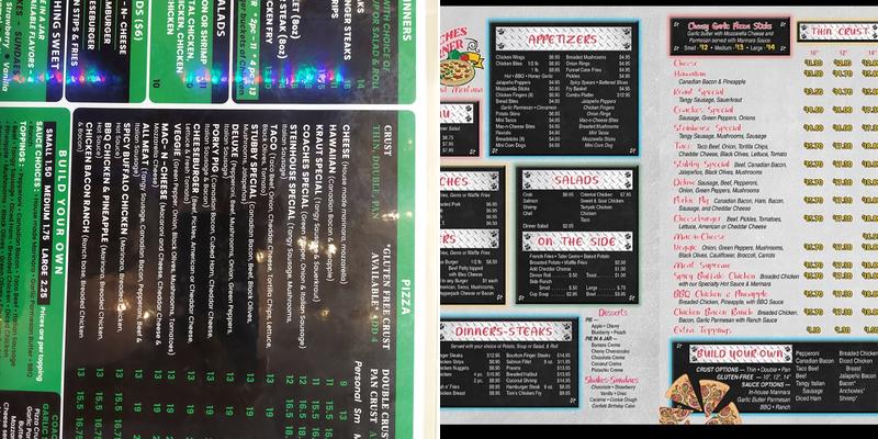 Coaches Corner Pizza Inc Menu