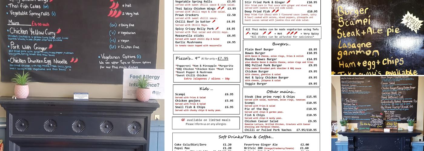 The Bowes Hotel Menu