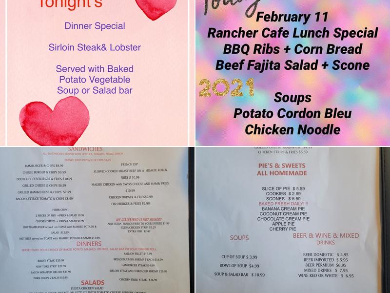 The Rancher Cafe And Hotel Menu
