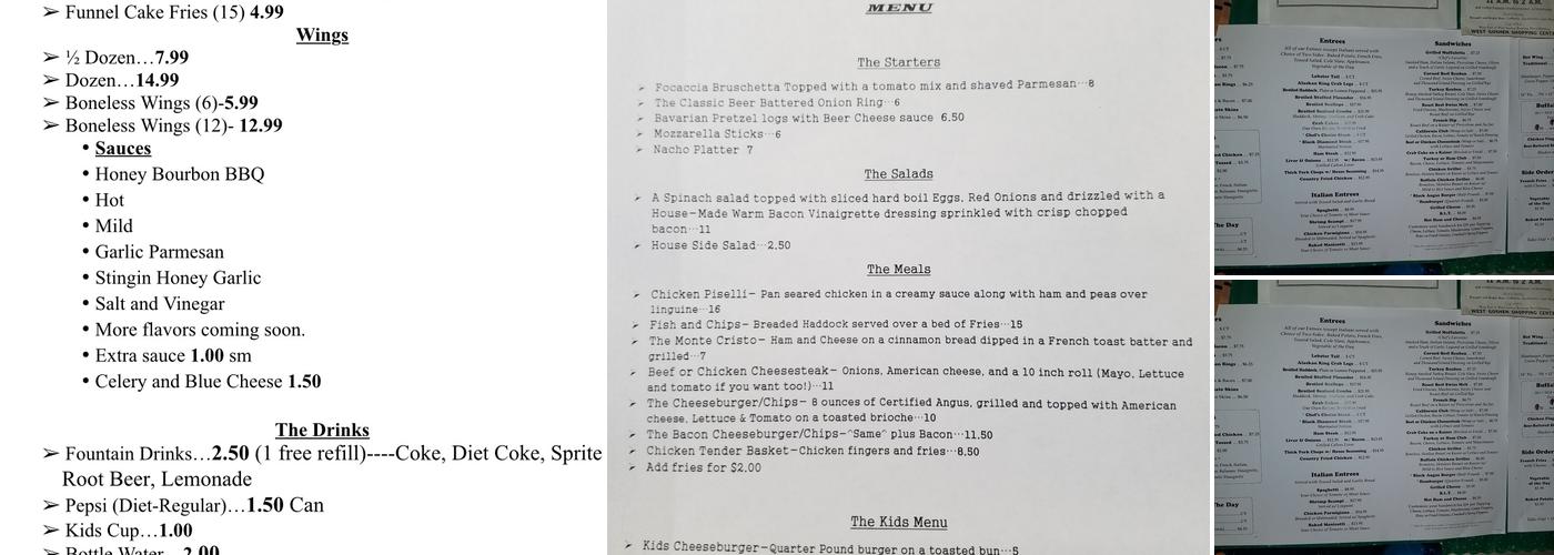Sonestown Country Inn Menu