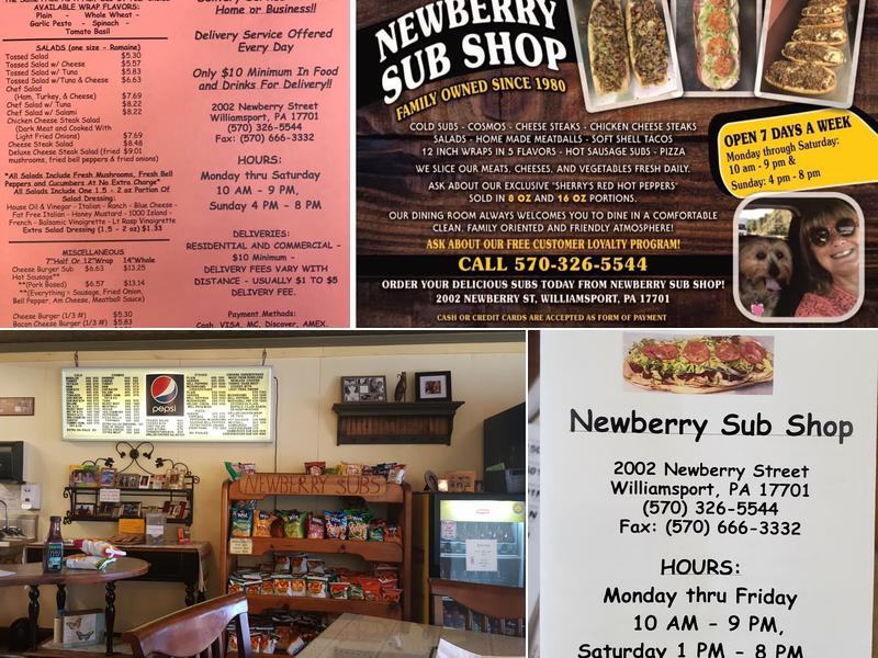 Newberry Sub Shop Menu