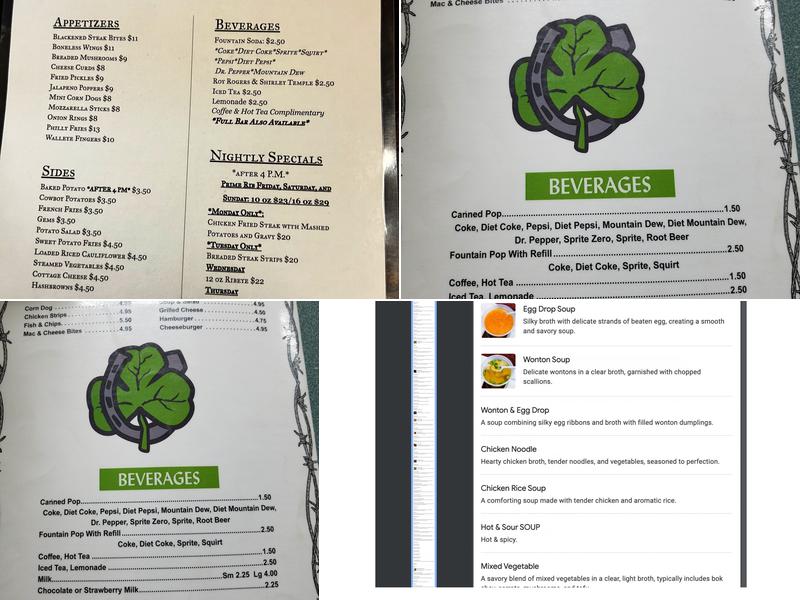 Shamrock Club Menu