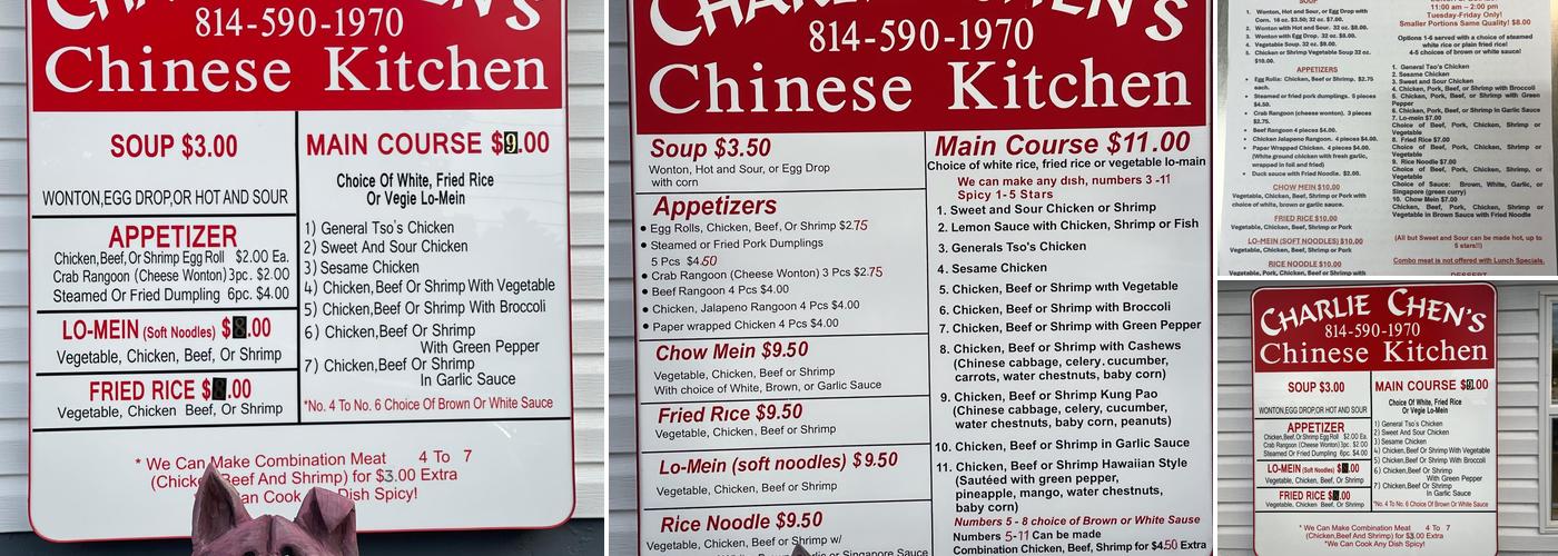 Charlie Chen's Chinese Kitchen Menu