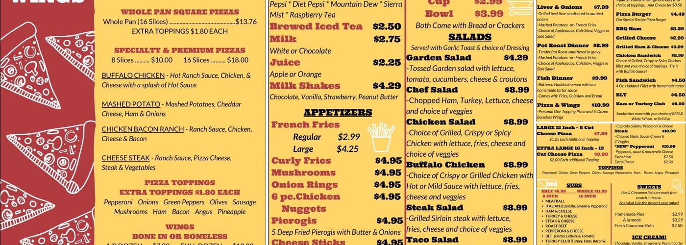 Logans' Quick Lunch Menu