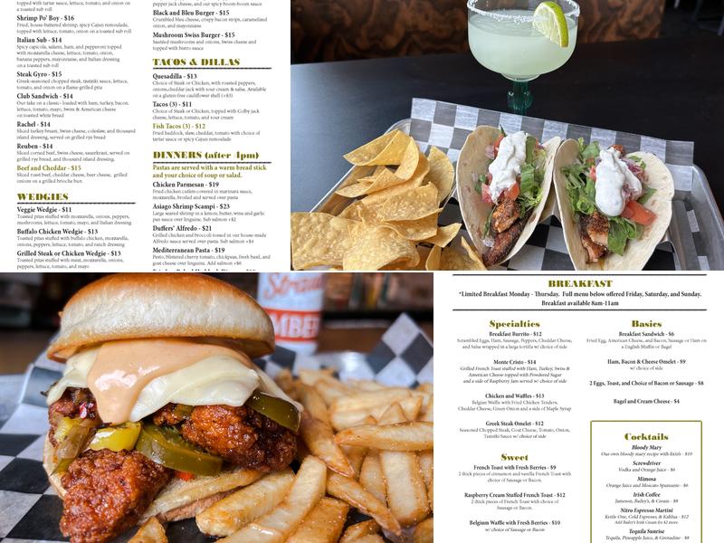 Duffer's Tavern Menu