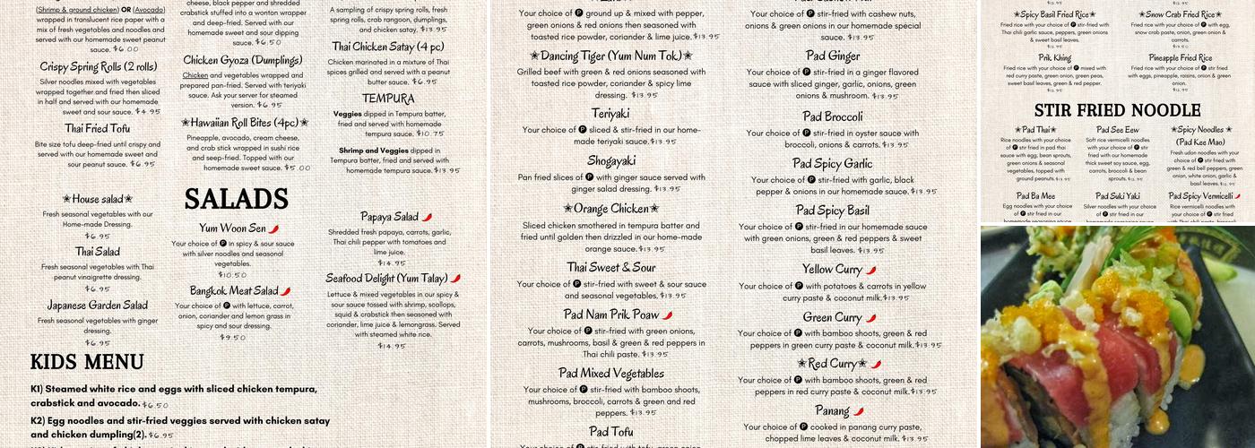 Thai Jasmine Restaurant Menu
