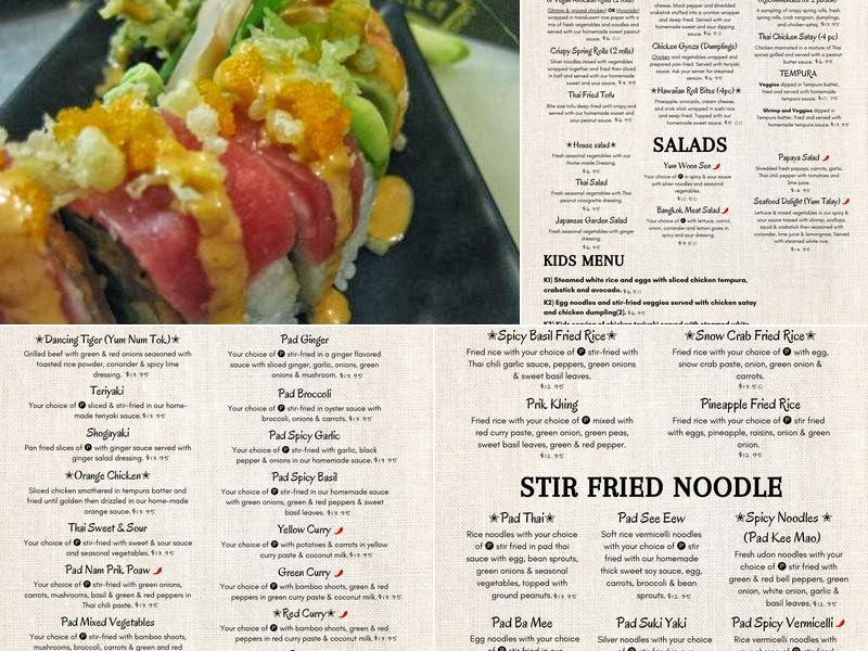 Thai Jasmine Restaurant Menu