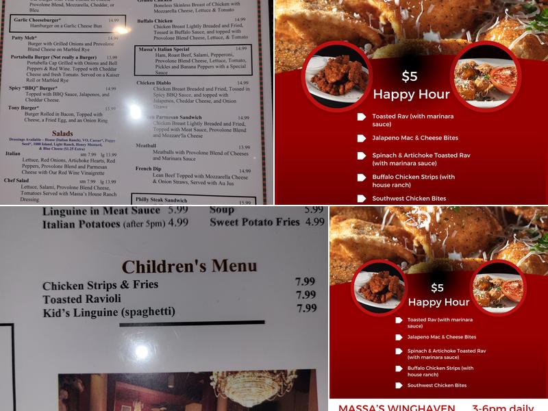 Massa's Winghaven Menu