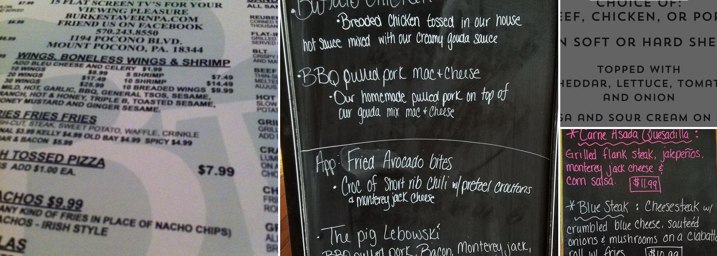 Burke's Tavern Menu