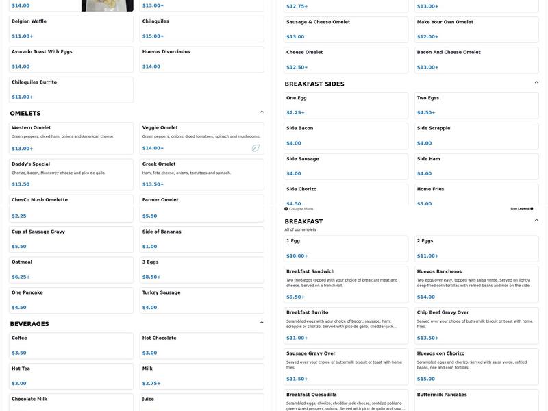 Daddy's Kitchen Menu