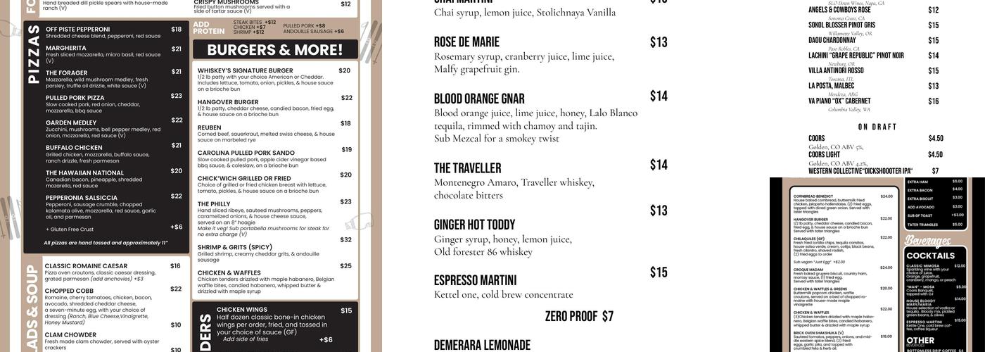 Whiskey's on Main Menu