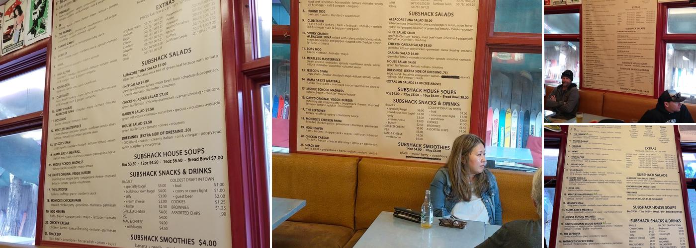 Johnny G's Sub Shack Menu