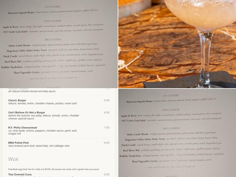 Trail Creek Cabin Menu