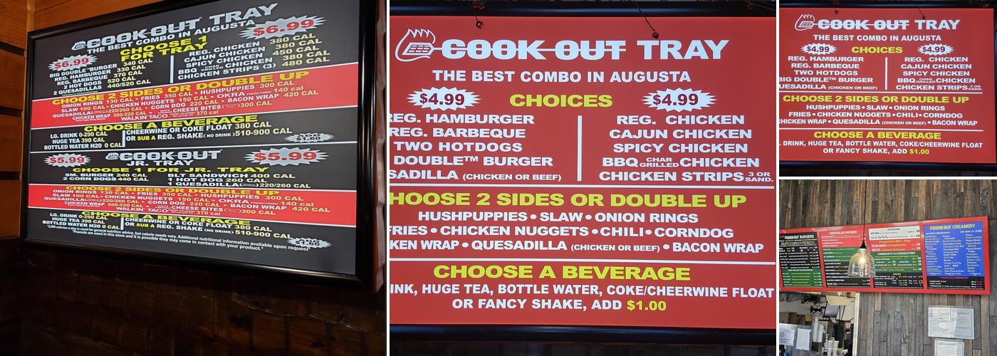 Cook Out Menu