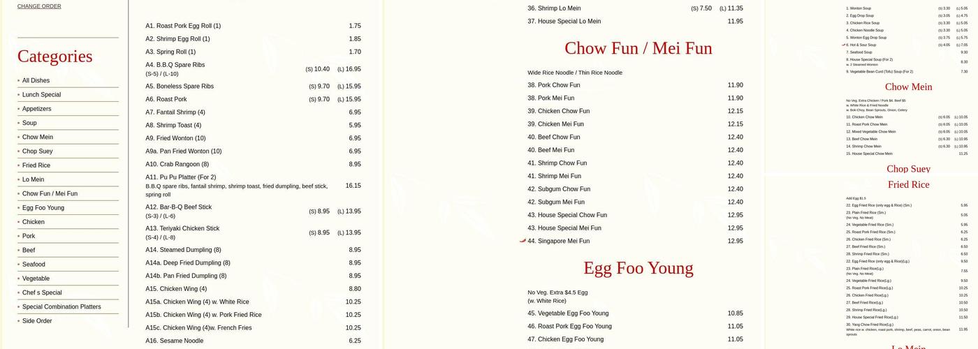 Chang Mao Menu
