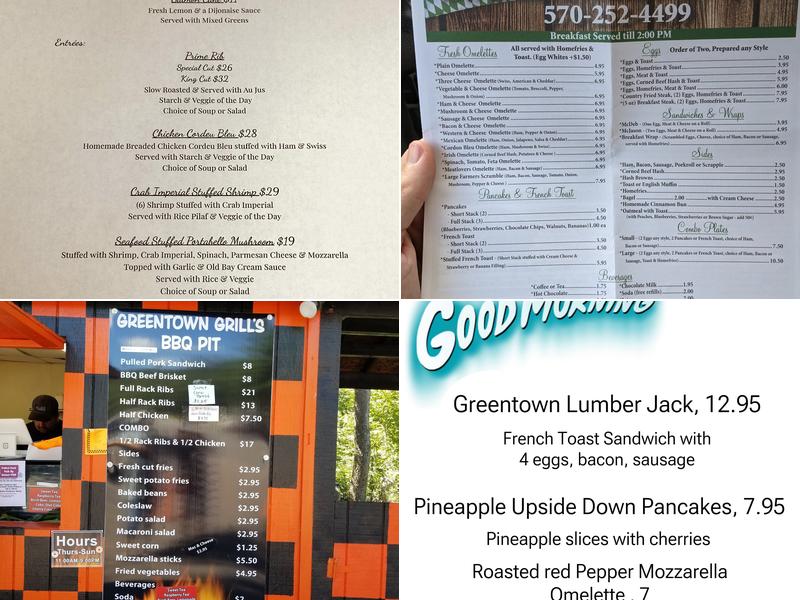 The Greentown Grill Menu