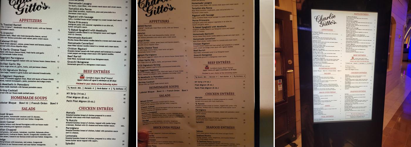 Charlie Gitto's Menu