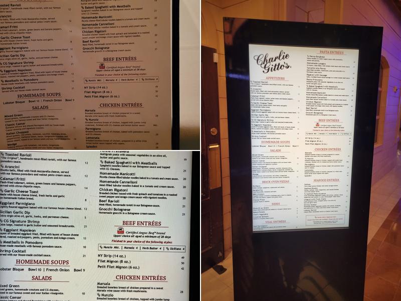 Charlie Gitto's Menu