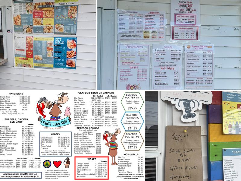 Craig's Clam Shop Menu