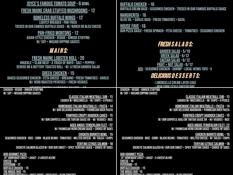 The Courtyard Café Menu