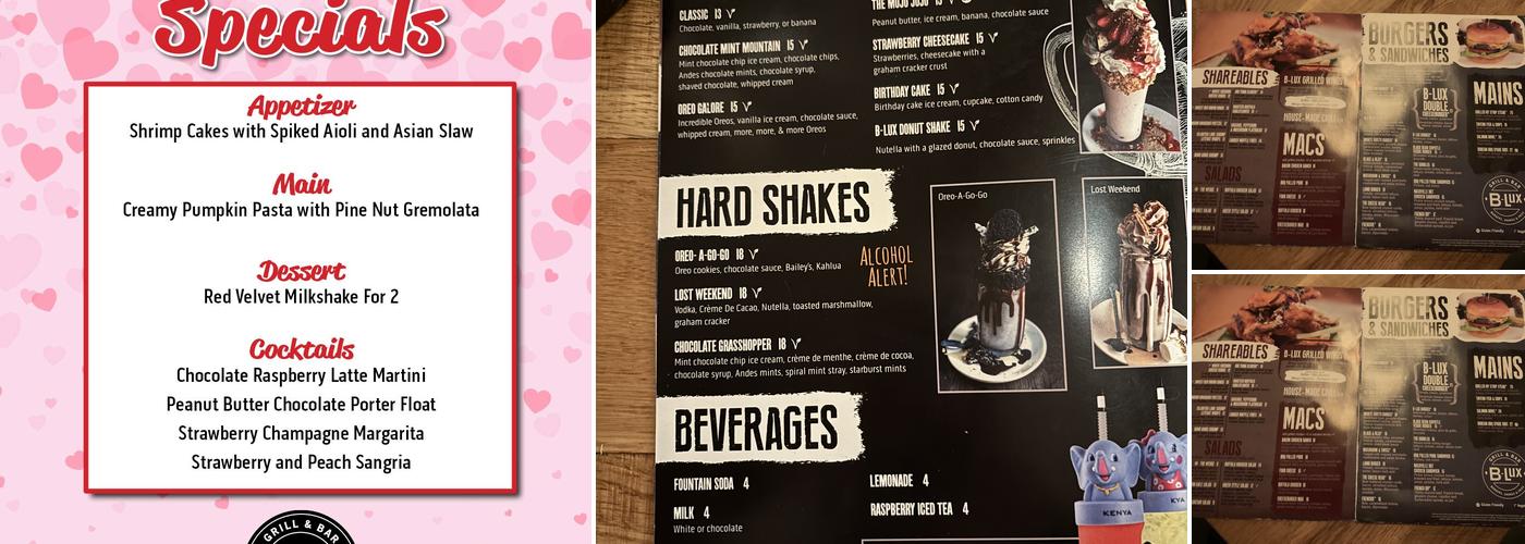 B-Lux Grill & Bar Menu