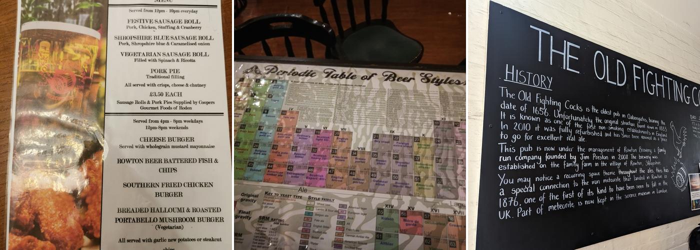 Old Fighting Cocks Menu