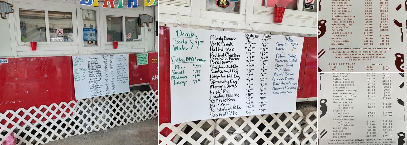 Monty's Catering Menu