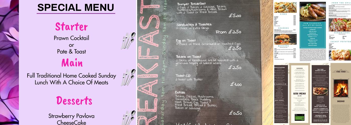 The Turf Family Pub Menu