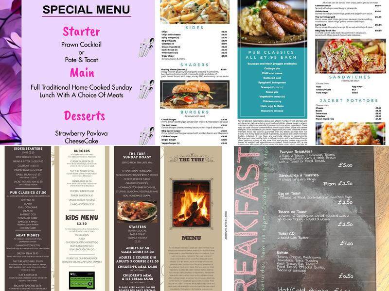 The Turf Family Pub Menu