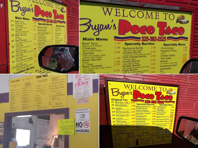 Bryan's Poco Taco Menu